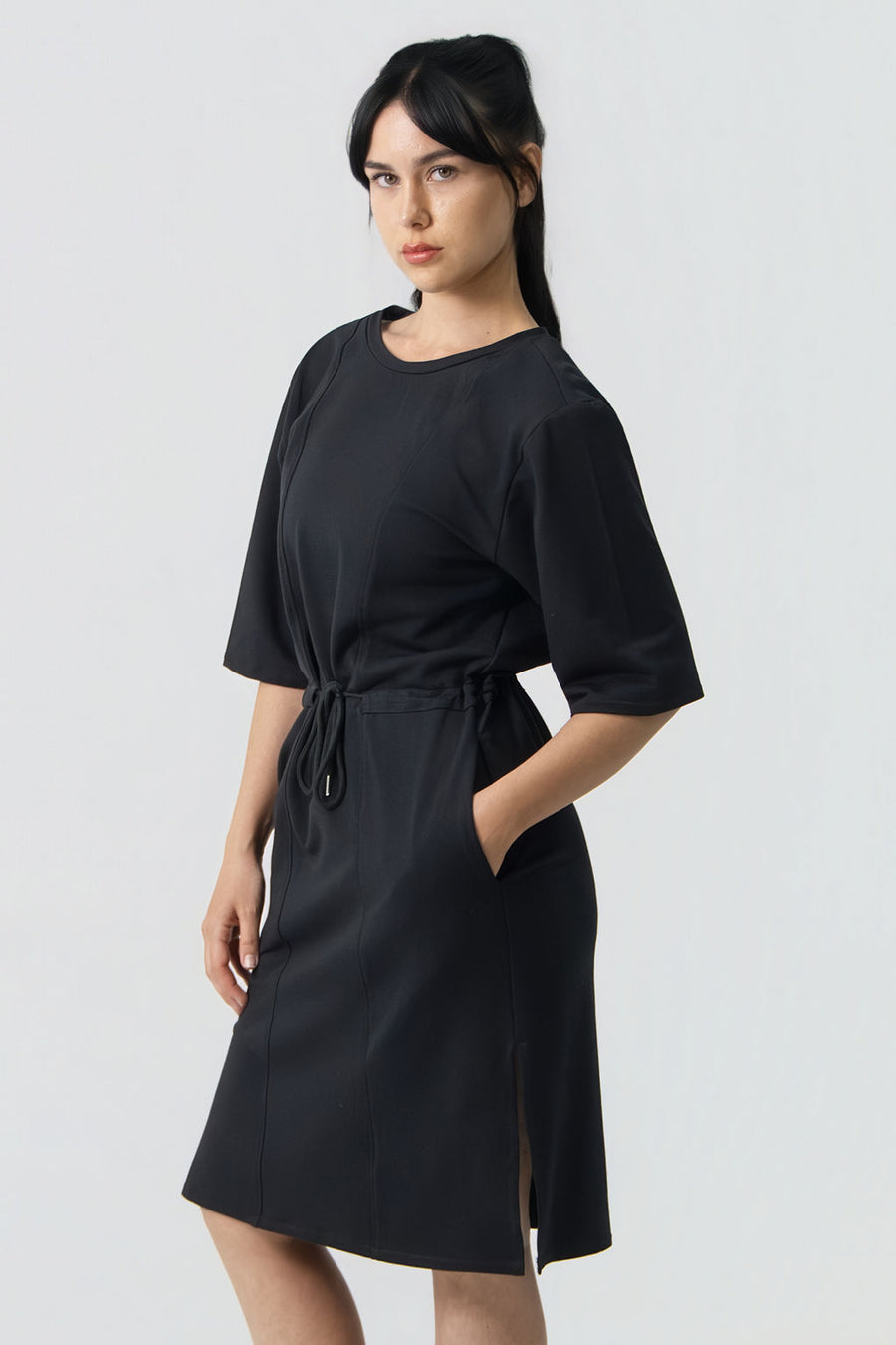 Drawcord Waist Terry Dress